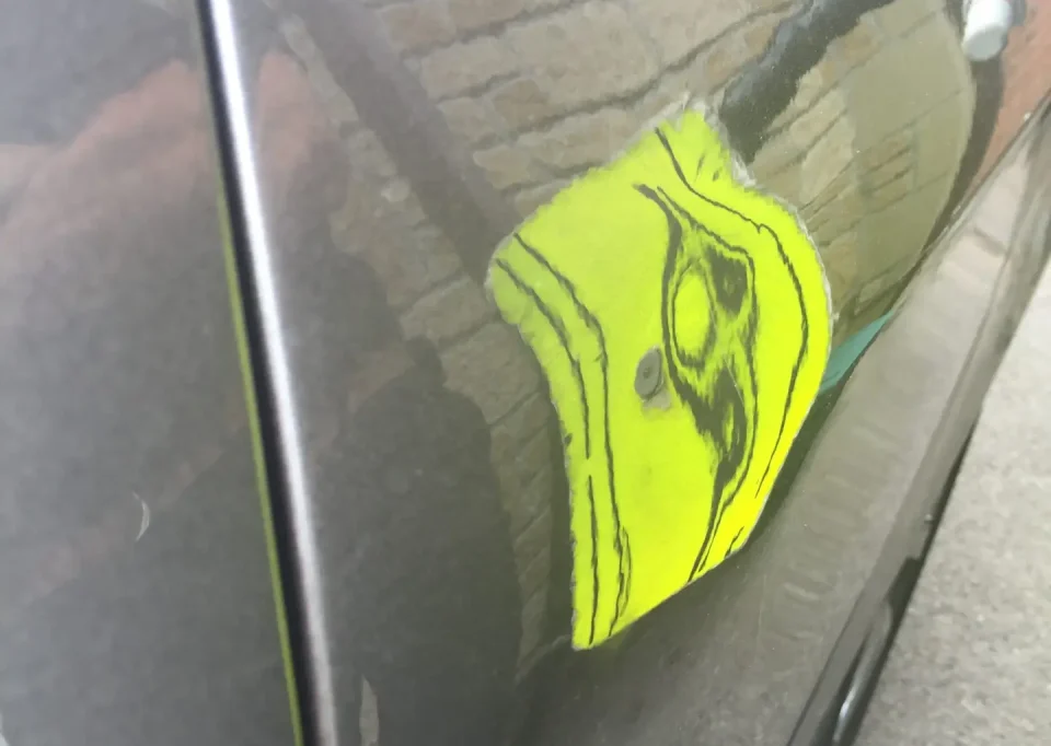 Dent in car door